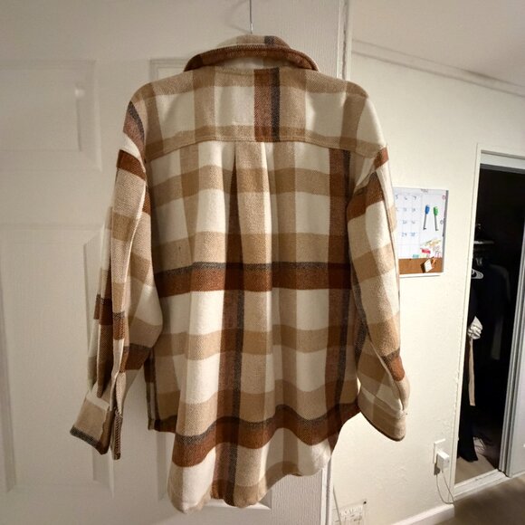 Fannel Shacket Button Front - Picture 2 of 2